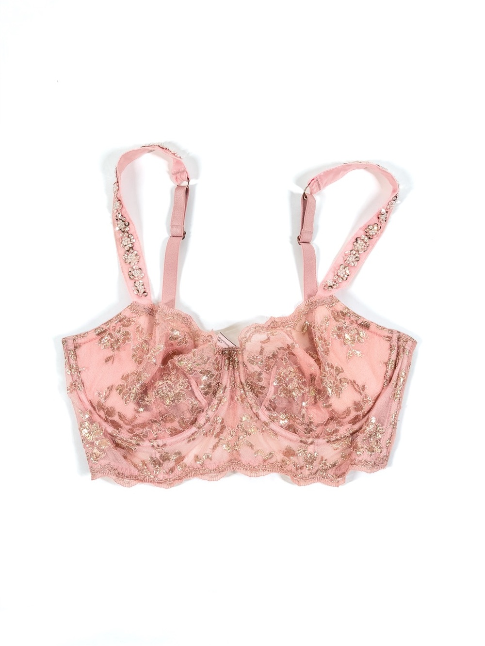 Victoria's Secret 36DD Dream Angels Push Up Without Padd Bra Rose Gold Metallic